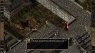 Korgan Bloodaxe interjects a comment responding to Tirder's explanation of how he got buried - Korgan thinks the plan was faulty and Tirdir should have been killed first.