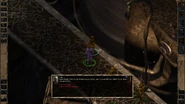 The initial meeting with the mage on a city pathway.