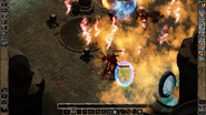 The lich gates in a Pit Fiend, stands unharmed under multiple Incendiarty Clouds, and has cast a Teleport Field.