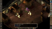 Gorion's Ward casts a Glitterdust spell in the vicinity, catching two enemies who both fail their saving throw - both are temporarily blinded.