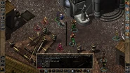 In this scene, the Ward sided with the humans and agreed that the dwarves should be taught a lesson. The dwarves go hostile.