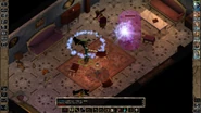 Sanasha and Prebek battle Gorion's Ward - a Slow spell is cast on the Ward, who has a successful Saving throw.