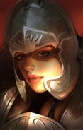 Reyna, a "Solamnic Knight" says "Unless you be evil, I assure you that you have nothing to fear of Solamnic Knights. I am Reyna, and my two companions are Onvo and Ancan."