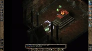 A demilich launches an Imprisonment (trap the soul) spell at a PC, who just barely gets up a Spell Immunity: Abjuration protection ahead of it.