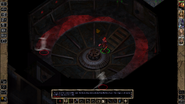 The Ward examines a metal wheel, and the chamber's doors clang shut, Vampiric Mist creatures attack and poison gas fills the chamber.