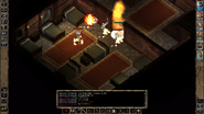 Gorion's Ward is in a battle with 5 assailants - and is currently protected with Spell Turning. A priest casts Flame Strike upon him, and the spell is bounced back to the caster who suffers flame damage.