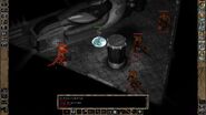 The Lizard Hideout shown. Halberd wielding Lizard Man creatures attack a party member.