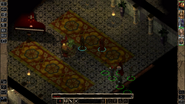 The party decides to enter an unknown building, uninvited, and immediately sees a wizard and some kind of rogue - dialogue will soon follow.