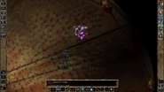 Lassal faces the PC in the horrible, trapped blade chamber and attacks with "Cloud of Bats" ability. SCS mod shown.