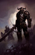 Promotional Artwork of Dorn Il-Khan with helmet by Nat Jones.