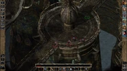 Party thief explores under stealth in the abandoned city sector - spies Sword Spider and Ettercap creatures.