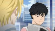 Eiji puffs up his cheeks