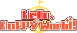 Hello happy world English logo