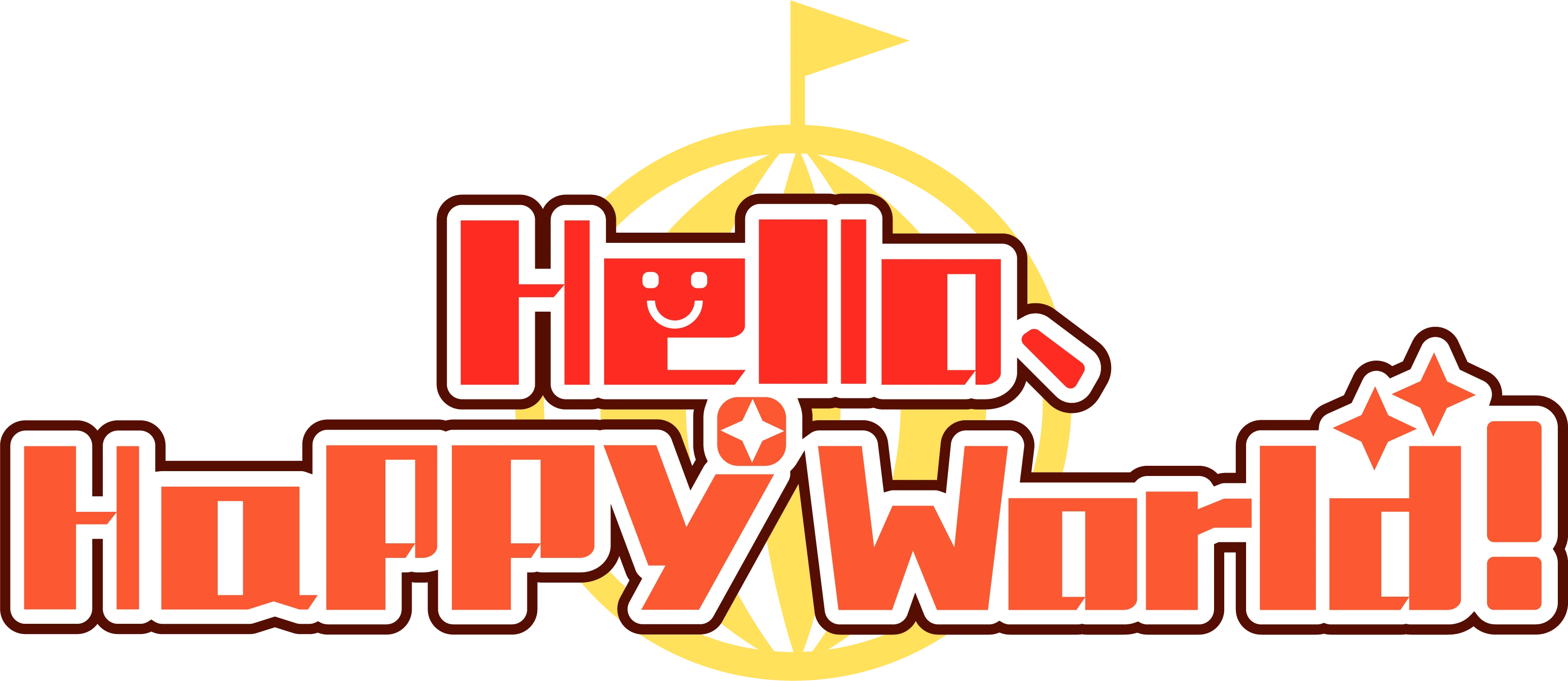 Hello happy world English logo