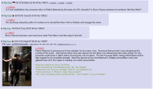 Anons discussing the possible relationship between bruce wayne and patrick bateman