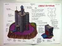 Concept design showing the exterior of the castle, and general overview of the world.
