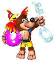 Banjo and Kazooie with the Ice Key and the Pink Mystery Egg.