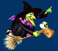 Gruntilda and her broom in Banjo-Kazooie