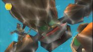 The submerged Targitzan statue in Banjo-Kazooie: Nuts & Bolts.