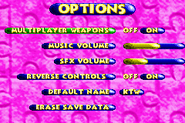 The options screen.