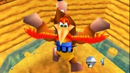 Large Banjo and Kazooie with the modified size cheat code.