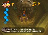 Banjo and Kazooie meet Clanker, in filthy water.