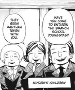 Kiyoba’s 3 children who all live far away from her, the one on the most left lives in France