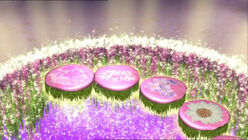 The stairs with the flowers similar to the stones