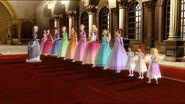 The princesses stand in line as Rowena instucts