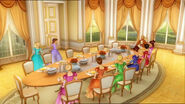 Hadley and Isla arrive in the dining room