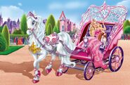 Keira disguised as Tori and Vanessa Fluffy-Pie strolling in the royal gardens on the carriage