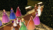 The princesses watch as Genevieve walks