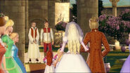 Derek looks as Genevieve walks down the aisle