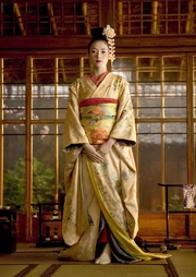 Zhang Ziyi in Memoirs of a Geisha, wearing a very similar kimono to the doll.
