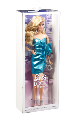 2014 The Barbie Look City Shine BARBIE doll wearing BLUE DRESS NEW&NRFB CJF49!