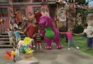 Barney and his friends at a family picnic (from the episode, "My Family and Me").