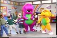 Barney, BJ, and the children sing "I Love You".