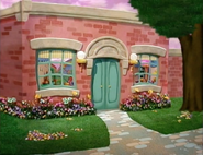 The exterior of Baby Bop's school