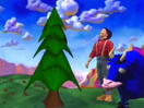 Paul Bunyan and Babe looking at a tree (from the episode "Tree-Mendous Trees").