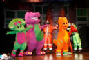 (Left to right) Baby Bop, Barney and Riff singing "The Clapping Song".