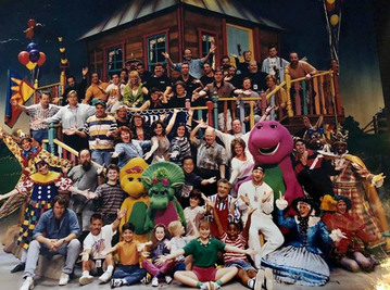 The 1996 cast and crew of Barney's Big Surprise.