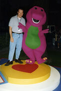 Barney and Brian Blevins on the set of Barney's Fun & Games