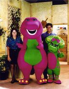 Barney and Baby Bop on set