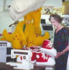 Irene Corey in her workshop with BJ costumes.