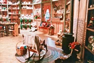 The interior view of Santa's workshop.
