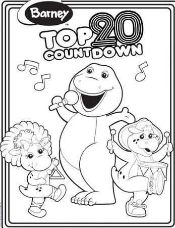 Barney Top 20 Countdown Colouring Page