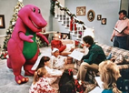 Barney and the Backyard Gang at a table read on the set of this video Waiting for Santa.