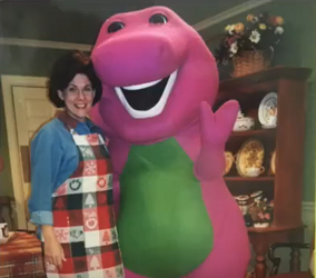 Barney and Hannah's Mom on set of Barney's Night Before Christmas