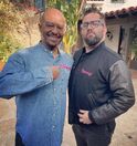 Director Tommy Avallone with David Joyner, a costume performer of Barney.