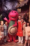 Barney on set with Professor Tinkerputt and the kids